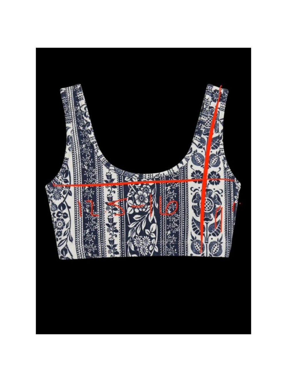 Floral Paisley Crop Top Navy Blue White Boho Festival Tank M - Picture 6 of 6